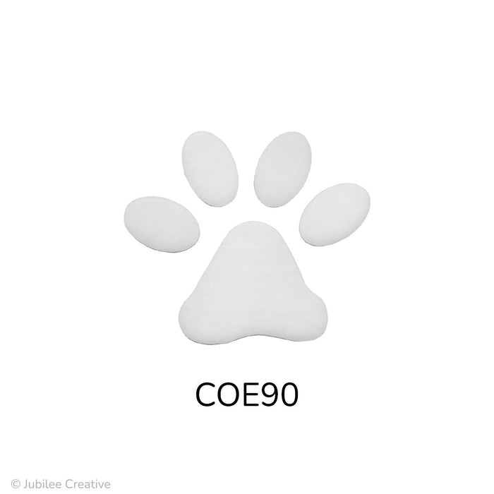 image of a precut white glass dog paw COE90