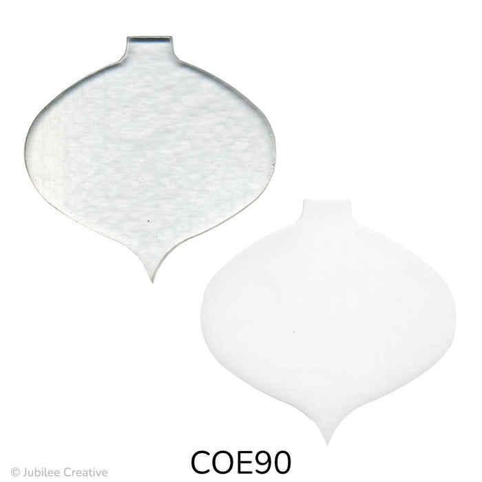 image of two fusible precut traditional ornament shown in clear and white glass - COE90