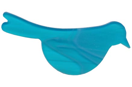 image of a blue precut glass bird. this image depicts the product collection of Oceanside glass precuts.