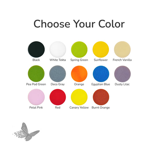 Color chart showing twelve opaque COE90 glass circle color options, each labeled, available for 1 inch precut glass circles.