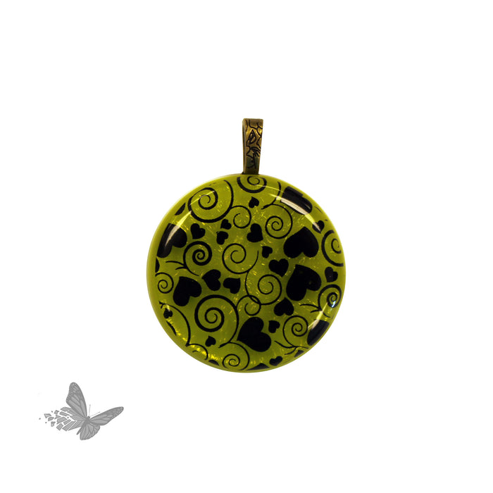 Example of a finished fused glass project using 1 inch opaque COE90 glass circles as decorative elements.
