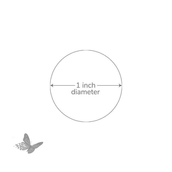 One inch diameter COE90 precut glass circle shown next to a ruler to demonstrate size and scale.