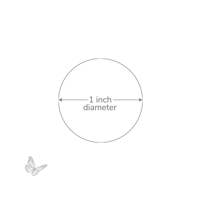 Size reference diagram showing 1 inch diameter of a round precut fusible glass circle.