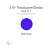 Precut translucent dark blue circle glass shape, 1.5 inch diameter, COE90 fusible glass for kiln forming and mosaics.
