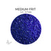 Close-up of Deep Bullseye Cobalt Blue Opalescent 000147 Medium Frit showing 1.2 to 2.7 mm particles.