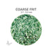 Close-up of Bullseye Green White Opalescent 002112 Coarse Frit showing 2.7 to 5.2 mm particles.