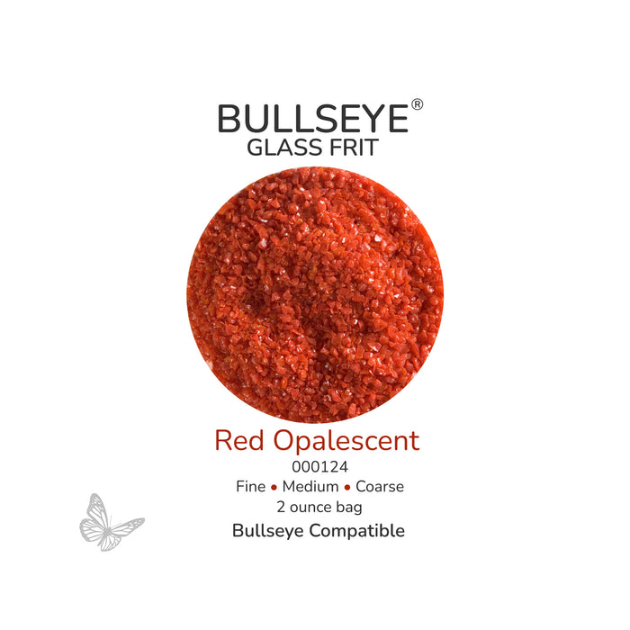 Bullseye Red Opalescent 000124 glass frit, 2 ounce bag, available in fine, medium and coarse sizes.
