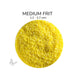 Close-up of Bullseye Sunflower Yellow Opalescent 000220 Medium Frit showing 1.2 to 2.7 mm particles.