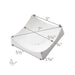 Square Slumper B ceramic slumping mold with labeled dimensions showing overall size, interior slumping area, and mold height.