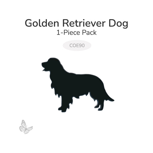 Black precut glass Golden Retriever dog silhouette shape for fused glass and mosaic projects, COE90, 1-piece pack.