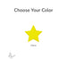 Yellow fusible precut glass star with 'Choose Your Color' text and a butterfly icon on a white background COE90