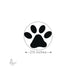 Close-up of dog paw glass shape with size reference, 2.5 inches diameter