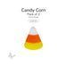 Pack of two precut candy corn glass designs for COE90 fused glass projects. Each design features three precision waterjet-cut pieces in white, orange, and yellow fusible glass.