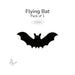 Flying Bat black Bullseye COE90 precut fusible glass shape with wings spread wide.
