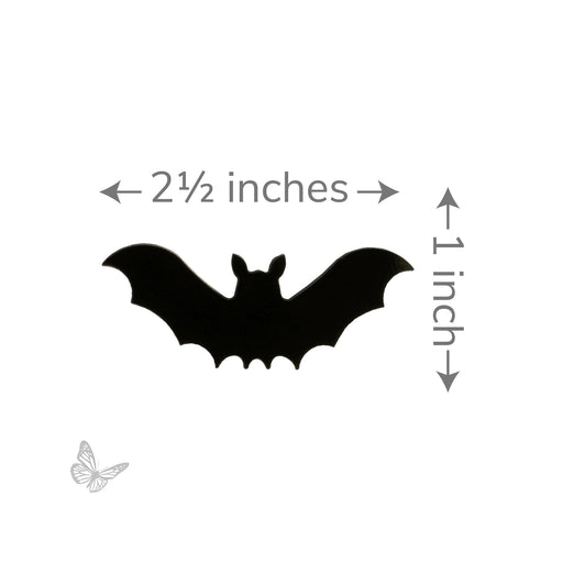 Flying Bat COE90 black precut glass shape measuring approximately 2 1/2″ wide x 1″ tall.