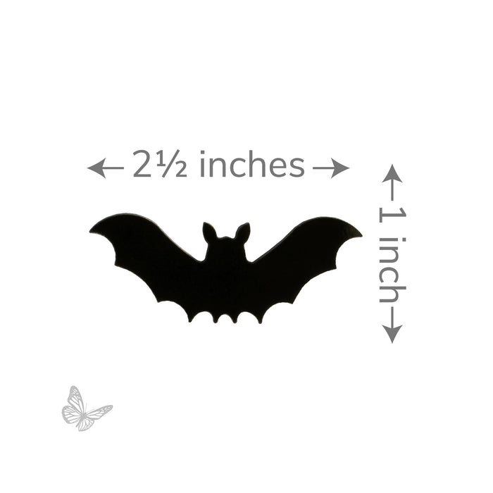 Flying Bat COE90 black precut glass shape measuring approximately 2 1/2″ wide x 1″ tall.