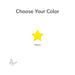 Color selection screen with a precut fusible glass yellow star and butterfly icon on a white background.