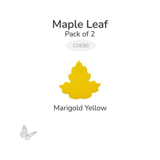 Bullseye COE90 precut maple leaf glass shape in Marigold Yellow
