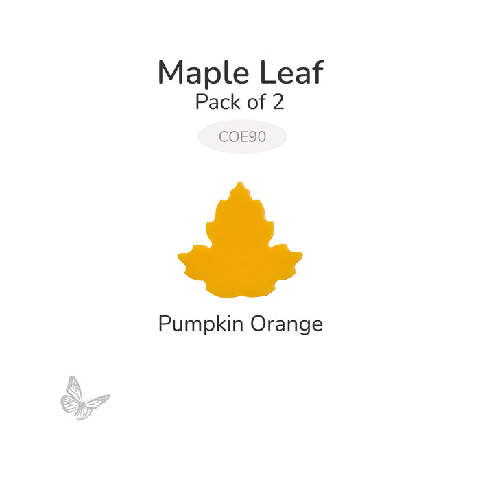 Bullseye COE90 precut maple leaf glass shape in Pumpkin Orange