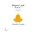 Bullseye COE90 precut maple leaf glass shape in Pumpkin Orange