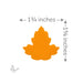 Bullseye COE90 precut maple leaf measuring 1 3/4 inches wide by 1 5/8 inches tall