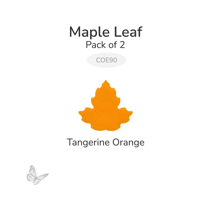 Bullseye COE90 precut maple leaf glass shape in Tangerine Orange
