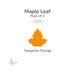 Bullseye COE90 precut maple leaf glass shape in Tangerine Orange