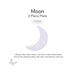 Three-pack of precut white iridized crescent moon glass shapes for COE90 fused glass projects. Each moon is precision waterjet cut, and the iridescent finish varies naturally.