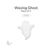 Waving Ghost precut white Bullseye COE90 fusible glass shapes, 3-piece pack.
