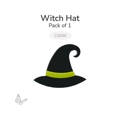 Witch Hat COE90 precut fusible glass design in opaque black with a bright green hat band.