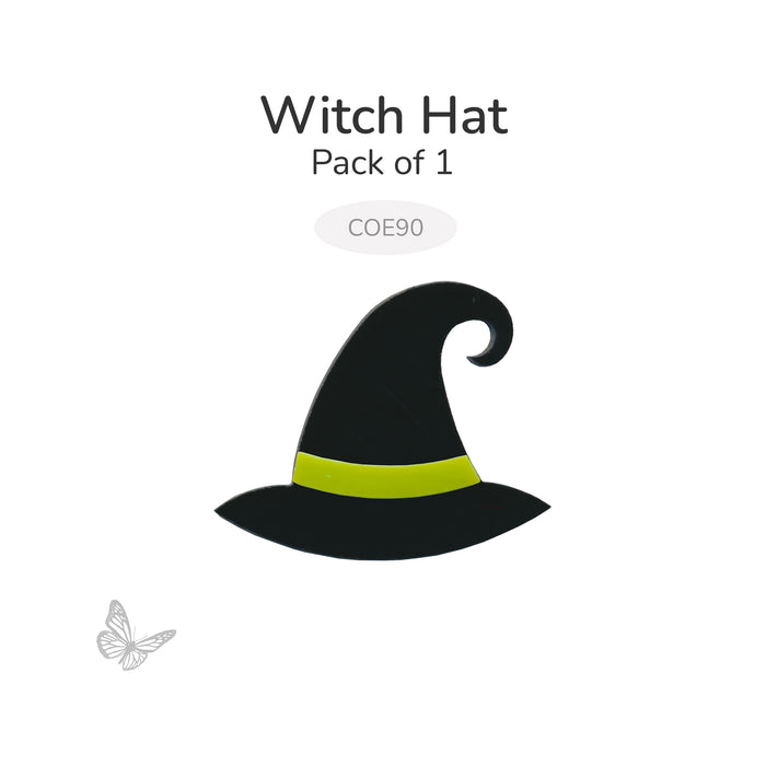 Witch Hat COE90 precut fusible glass design in opaque black with a bright green hat band.