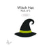 Witch Hat COE90 precut fusible glass design in opaque black with a bright green hat band.
