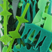 images of green pieces of waterjet cut scrap glass -COE90