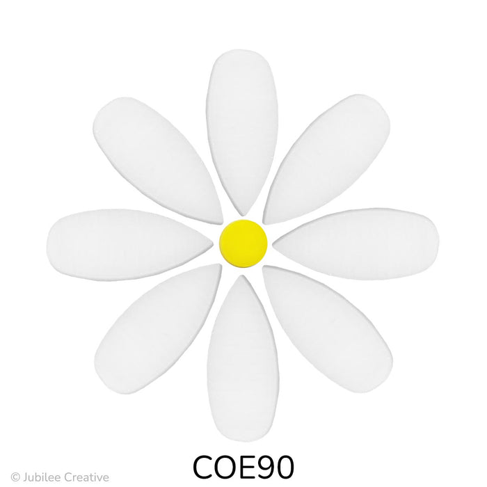 image of a fusible precut glass white daisy with a yellow center - COE90