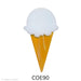 image of a precut glass ice cream cone with white ice cream and an amber cone - COE90