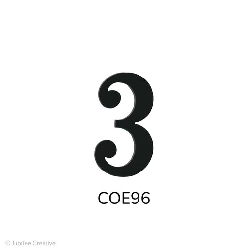 image of a fusible precut black glass number 3 - COE96