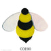 image of a fusible precut glass bumble be with a black and yellow stripped body and white wispy wings - COE0