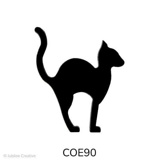 image of a fusible precut black glass cat standing with its tail sticking up - COE90