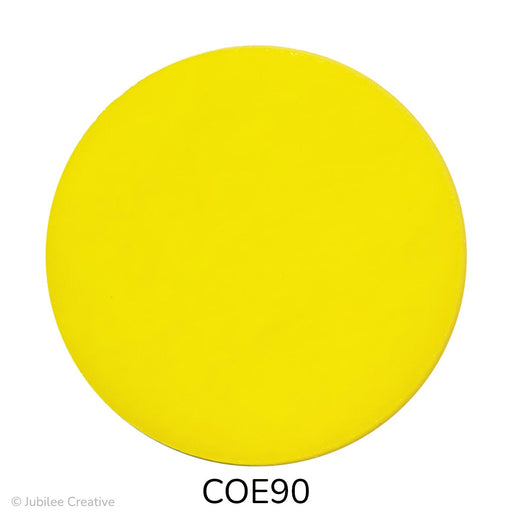 image of a fusible precut canary yellow glass circle - COE90