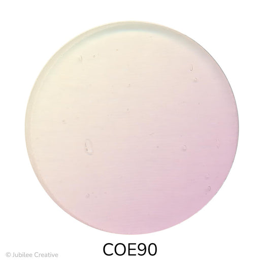 image of a fusible precut clear iridized glass circle - COE90