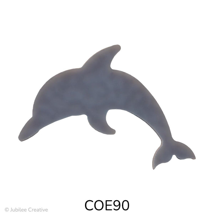 image of a precut glass gray dolphin - COE90