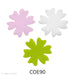 image of a fusible precut glass flower with six petals in an opaque pink, green, and white colors - COE90