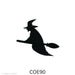 image of a fusible precut black glass Witch flying on a broom - COE90