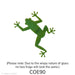 images of a fusible precut glass frog with four legs with four toes on each leg.  Its color is a mixture of greens - COE90