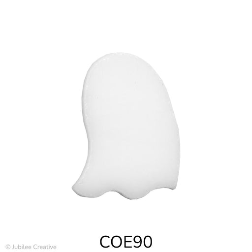 image of a fusible precut glass white ghost that has a round top and a wavy bottom - COE90