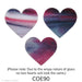 image of three fusible precut purple, white, and cranberry streaky colored heart shape to show the variation in colors - COE90