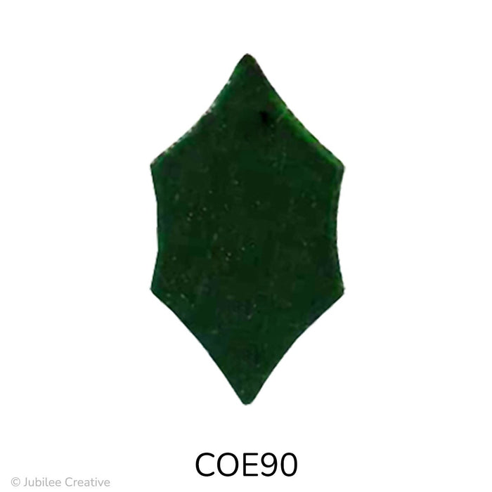 image of a precut glass holly leaf in the coloer of translucent dark green - COE90