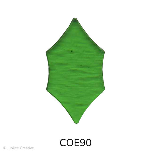 image of a precut glass holly leaf in the coloer of translucent light green - COE90