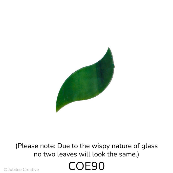 image of a large fusible precut wispy green glass leaf - COE90