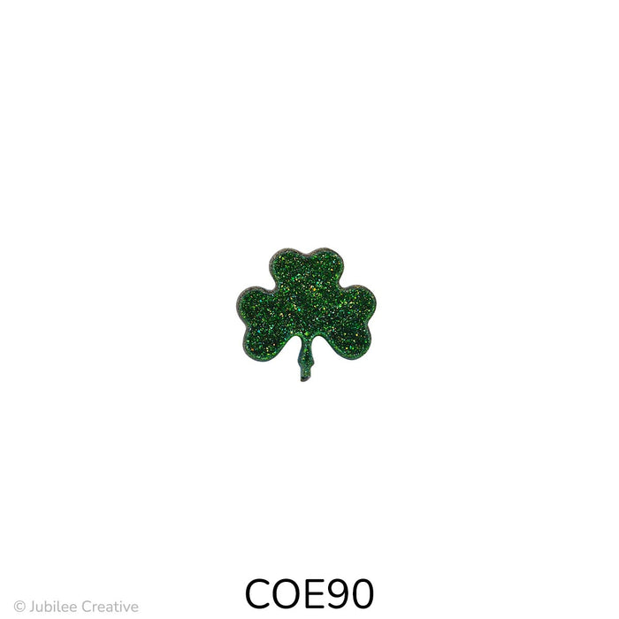 image of a half inch fusible precut glass shamrock shown in aventurine green - COE90